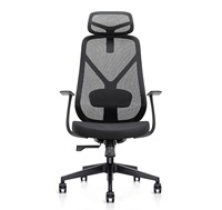 Chaise de bureau moderne à dossier haut en maille en forme de Y avec appui-tête, ergonomique, pivotante à 360°, soutien lombaire, pour usage hôtelier
