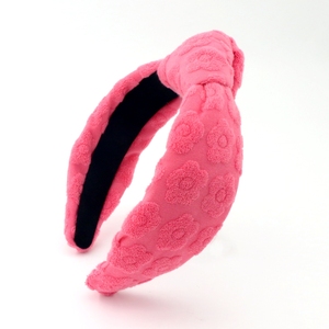 DREAM FASHION Pink <strong>Flower</strong> Bowknot Hairbands Custom Baby Soft Towel Flannel Elastic Casual Hand Made <strong>Headband</strong> - Product Image 6