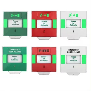 緊急休憩ガラスボタン火災警報システムドアリリースボタンLEDアクセス制御付きリセット可能な非常口ボタン