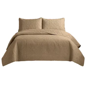 Juego de ropa de cama personalizado edredón sólido colcha ultrasónica colcha de microfibra cobertores para el hogar - Product Image 1