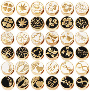 Dragón gato fútbol baloncesto calavera Cruz estrella espacio cuentas, planas redondas negro blanco cuentas, trébol Rosa flor pulsera encantos L88 - Product Image 2