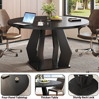 Table de conférence ronde sur mesure, 47 pouces, en bois noir, pour salle de réunion, 4 places, mobilier de bureau moderne