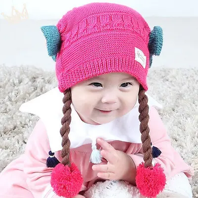 Sombrero de princesa para niña de 1 año, gorra de lana trenzada para bebé, primavera y otoño, versión coreana