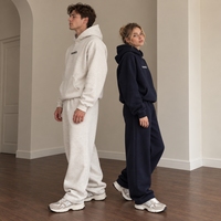 Ensemble de survêtement unisexe en molleton épais avec logo personnalisé, style streetwear, pour homme, en coton, 2 pièces