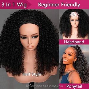 Half <strong>Wig</strong> Glueless Easy to Wear Burmese <strong>Curls</strong> with Drawstring for Women Raw Vietnamese Human Hair 150% Density Half <strong>Wigs</strong> - Product Image 2