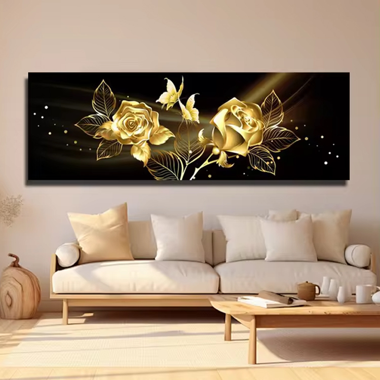 Wholesale HD wall art print canvas print painting gold flowers modern scenic flower for home decor painting