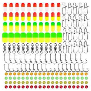 201 STUKS/DOOS Bottom <span class=keywords><strong>Rig</strong></span> Pompano Snell Float Visparels Cirkelhaken Viswirbel Duo Lock Snaps Pompano Rigs voor Surfvisserij - Product Image 5