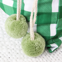 Sacs de Noël personnalisés en toile à carreaux de qualité supérieure avec cordon de serrage et pompon pour décorations de fête