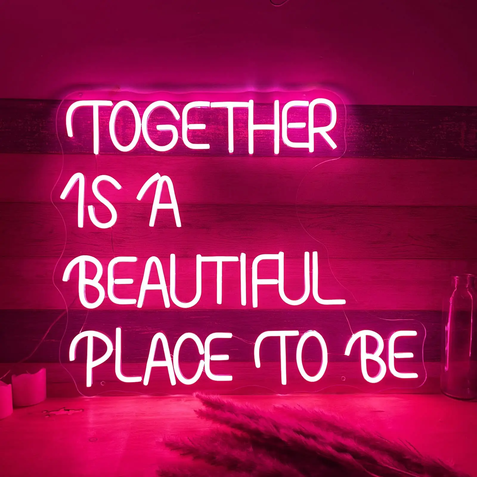 Free Shipping Together Is A Beautiful Place To Be Neon Sign Customized LED Neon Light Wall Lamp for Wedding Party Event Decor