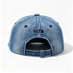Custom Embroidered Distressed Denim <b>Dad</b> <b>Hat</b> Vintage Washed 6-Panel Metal Buckle Unisex 100% Cotton All Seasons Bulk Order - Product Image 6
