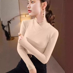 Women's High Neck Long Sleeve Base <b>Layer</b> <b>Top</b> Mustard Yellow Slim Fit Autumn Winter Warm Inner Wear Daily Leisure Wear - Product Image 4