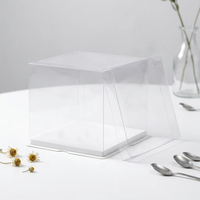 Boîtes à gâteaux carrées en plastique PET transparent, personnalisées en gros, minimalistes et écologiques