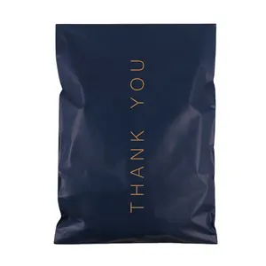Embalaje de plástico personalizado con logotipo impreso, sobres de envío ajustables, bolsa de correo de mensajería, manual, azul marino, poliéster