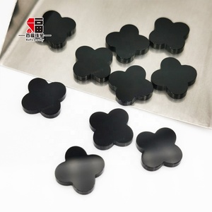 BaiFu Jewelry moda plana doble cara tréboles de cuatro hojas ónix negro natural - Product Image 3