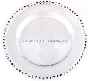 Platos de presentación de cristal con cuentas de 13 pulgadas, color oro y oro rosa, para bodas, venta al por mayor, económicos - Product Image 2