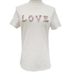 टी-शर्ट फैब्रिक क्लासिक महिलाओं के लिए एंटी-पिलिंग कैजुअल ओ-नेक नेकलाइन बुना हुआ सफेद स्प्रिंग समर महिलाओं के लिए शॉर्ट और टी शर्ट