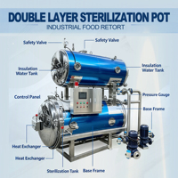 Machine de stérilisation industrielle à bain-marie électrique |   Autoclave à double couche pour la stérilisation de la viande et des jus