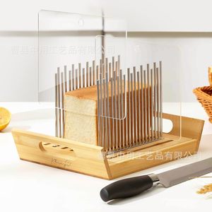 Wooden <b>Bread</b> Slicer With Stainless Steel Blades And Clear Shields For Even Slicing - Product Image 4