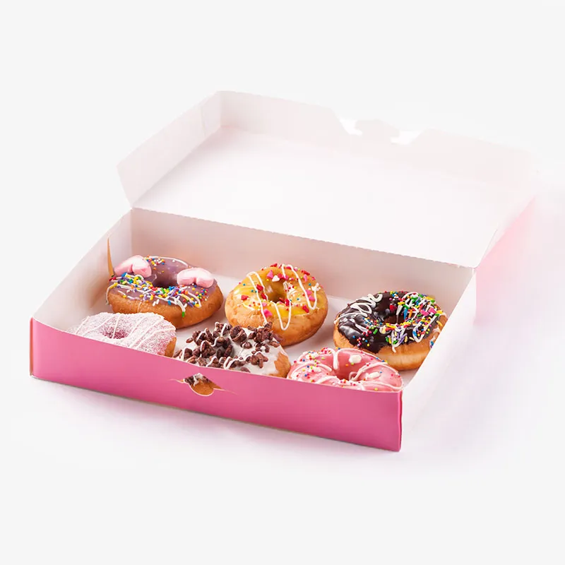 Mochi Donut kutusu kağıt gıda yuvarlak kek kutusu 12 inç klasörleri kabul ambalaj ücretsiz tasarım özelleştirilmiş Datang karton Tall düğün