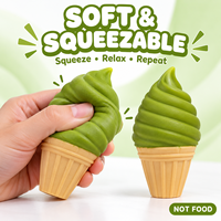 Jouet anti-stress créatif en forme de cornet de crème glacée vert matcha, blocs de construction souples et simulés