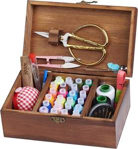 木製ソーイングキットボックスオーガナイザーアクセサリー付きキットソーイングキットバスケット初心者/大人/子供/女性/男性用 - Product Image 1