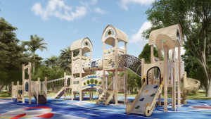 Aire de jeux extérieure pour enfants balançoire <span class=keywords><strong>parc</strong></span> en <span class=keywords><strong>bois</strong></span> de maternelle avec toboggan en plastique pour enfants d'âge préscolaire - Product Image 3