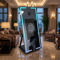 Miroir magique rectangulaire noir avec éclairage LED bleu pour cabine photo, idéal pour mariages, fêtes et événements – Vente en gros usine