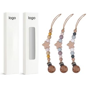 Gıda Sınıfı BPA İçermeyen Ahşap Kayın Silikon Boncuklu Tutucu Emzik Zinciri Bebek Çocuk Diş Kaşıyıcı Oyuncak Ev Kullanımı İçin - Product Image 1