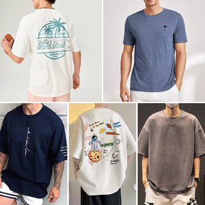 بيع بالجملة من سلسلة طباعة فضفاضة برقبة مستديرة للرجال في الصيف من الاتحاد الأوروبي والأمريكية تي شيرتات وبلوزات بأكمام قصيرة - Product Image 4