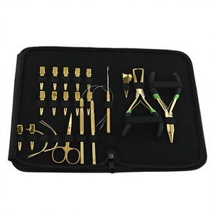 Professional Hair Extension Tools Kit Hair Parting Finger Microbeads Crimping Remover Plier loop <b>hook</b> scissor sectioning <b>clips</b> - Product Image 1