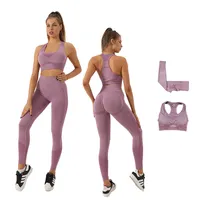 Conjunto de 2 peças de yoga amigável, conjunto feminino eco-amigável e sem costura, roupa fitness e treino, 2022