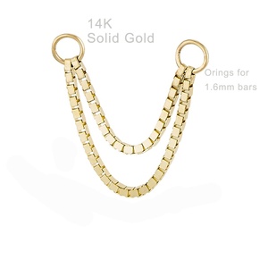 Histoires de piercing Boucles d'oreilles en or massif 14K avec chaîne de piercing pour le corps 18K Bijoux de corps - Product Image 2
