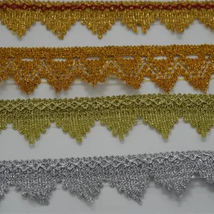 Hot Sale Gold And Silver border lace trim Tassel Fringe Trim Gold Lace Trim