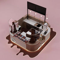 Kiosque à chocolat moderne et écologique personnalisé avec éclairage LED, ensemble complet pour l'aménagement de magasin de détail, idéal pour les centres commerciaux et les stands d'îlot.