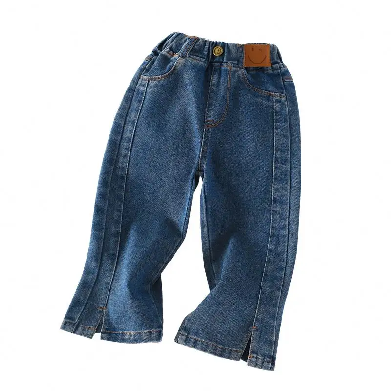 Jeans Sub 2024 autunno nuova versione coreana delle ragazze a gamba larga medio-grande bambino Casual pantaloni dritti aperti