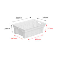Boîte de rangement en plastique bleue 600*400*205mm, caisse logistique empilable pour le poisson