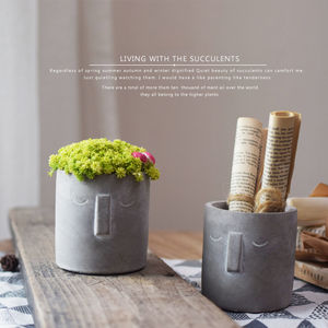 Maceta suculenta minimalista nórdica maceta de cemento hecha a mano con diseño de nariz decoración del hogar regalo - Product Image 5