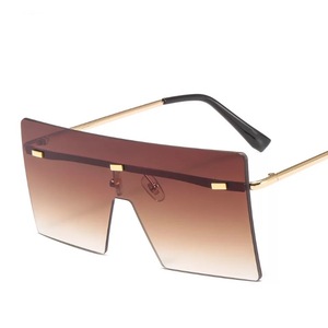 2020 mode Femmes Noir Surdimensionné Lunettes De Soleil Carrées Sans Monture Lunettes Grand Cadre Lunettes de Soleil UV400 - Product Image 6