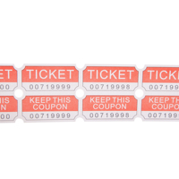 Billets de tombola perforés rouges avec numéros de série et section pour coupons, imprimés sur carton pour événements