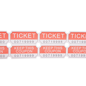 Billets de tombola perforés rouges avec numéros de série et section pour coupons, imprimés sur carton pour événements - Product Image 4