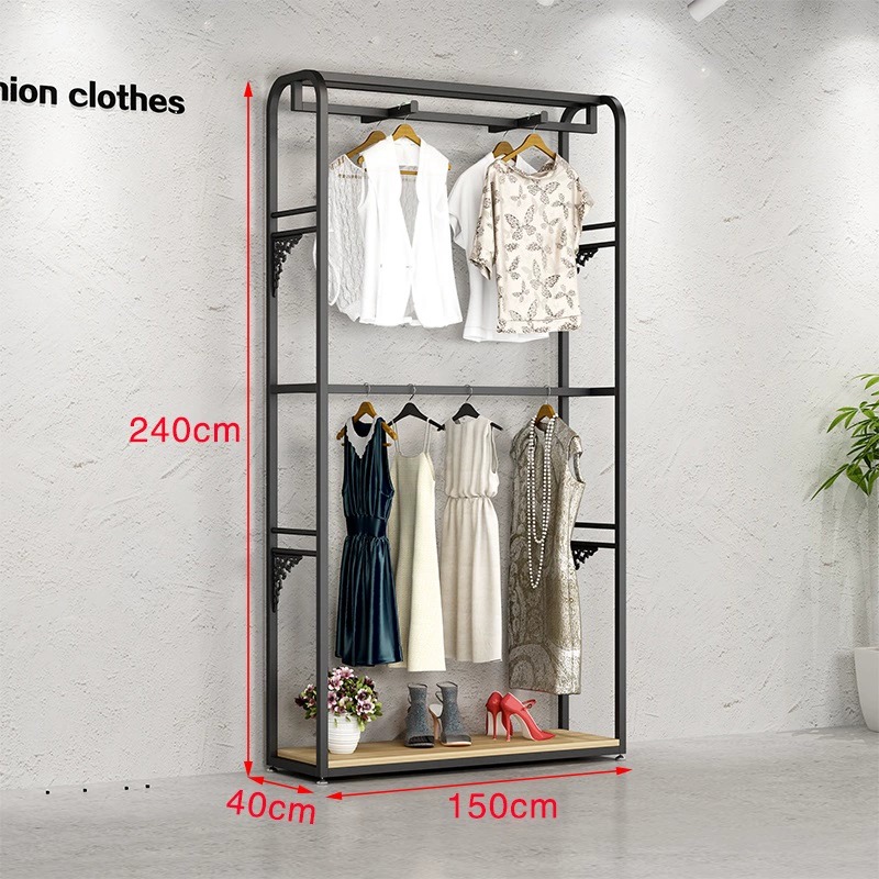 front facing clothes display rack