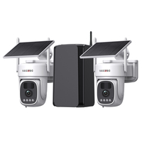Eseecloud Kit Combo 4 Caméras Solaires WiFi 500 Mètres avec Hub Domestique, Panoramique-Inclinaison, Batterie, Extérieur IP66, 4MP CMOS, Vision Nocturne et Cloud Domestique