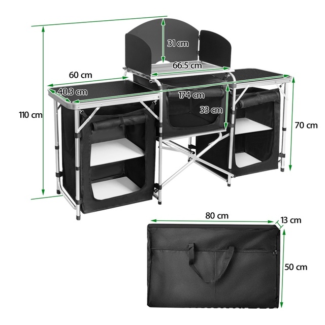 Oem Portable Outdoor Camping Kitchen With Folding Table Folded Metal Storage Cabinets For Events Mobile Kitchen Unit