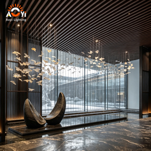 Lampadario di Lusso Moderno a Forma di Pesce in Vetro, Lampada a Sospensione Creativa a Forma di Stadio di Pesci per Decorazione di Hall di Hotel e Uffici Vendite - Product Image 3