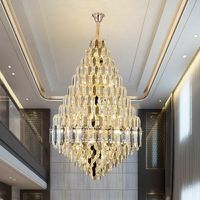 Grands lustres en cristal de luxe légers accrochants modernes d'escalier de pièce de villa pour les plafonds hauts