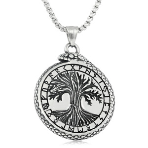 Collar con Colgante de Árbol de Acero Inoxidable con Diseño de Serpiente, Joyería de Moda Unisex 280739 - Product Image 5