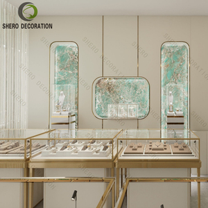 Modern Luxury Jewelry Display Showcase Cabinet Glass Shelves LED Lighted for Shopping Mall Boutique Interior Decor - Product Image 1