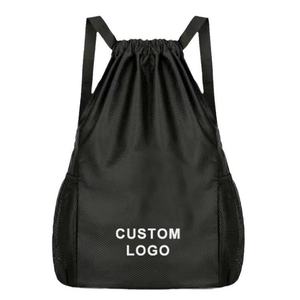 Custom Lightweight Nylon Polyester Gym <b>Bag</b> Supplier's Free Design Printed Logo <b>Promotional</b> Waterproof Drawstring Shopping <b>Bag</b> - Product Image 1