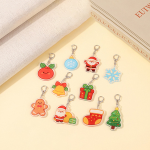 Porte-clés de Noël en plastique, motifs Père Noël, Bonhomme de neige, Arbre, Cadeau, Ornement, Pendentif, Souvenir, Vente en gros - Product Image 2