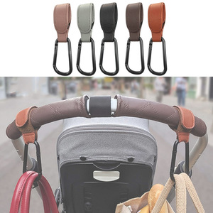PU leather stroller <b>hooks</b>, child seat handle <b>hooks</b>, portable carabiner Velcro stroller <b>hooks</b> - Product Image 1